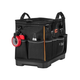 Geanta de scule, 410 mm, organizator de scule portabil cu 33 de buzunare, cu baza rezistentă la apa, fermoar mare, curea de umar reglabila - Img 11