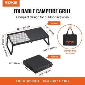 Gratar pliabil camping cu picioare, plasa de otel rezistent, 57x28, 5x23 cm, geanta de transport, pentru gatit flacara deschisa - Img 4