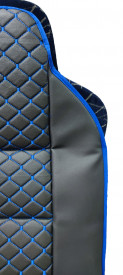 Husa scaun camion compatibila cu SCANIA, piele ecologica negru si cusatura albastra - Img 2