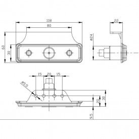 Lampa gabarit 102x36, LED rosie, cu suport, 12-36V, FT-004 C+K Fristom - Img 3