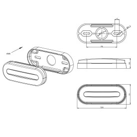Lampa gabarit 124x51, LED, functie semnalizare, cu suport, galbena, 12-36V, FT-071-Z+K Fristom - Img 4