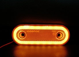 Lampa gabarit lateral, LED, Neon Efect, cu Suport, Galben, Forma Ovala, 12-24V - Img 3