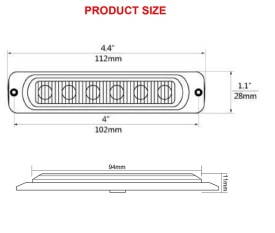 Lampa gabarit, LED, 12V-24V, pentru camioane, furgonete, autocare, caravane, platforme și vehicule de camping, roșu, 112 x 28 mm - Img 3