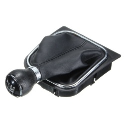 Nuca schimbator cu manson VW Golf V 2003-2008, Vw Golf 6 VI 2008-2012, VW Jetta 2005-2010, 6 trepte, cusatura rosie - Img 2
