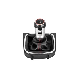 Nuca schimbator cu manson VW Golf V 2003-2008, Vw Golf VI 2008-2012, VW Jetta 2005-2010, 5 trepte, cusatura rosie, GTI Design