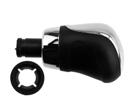 Nuca schimbator de viteze compatibil cu Ford Focus C-Max 2010-2019, 6 trepte, piele ecologica, culoare argintiu cu negru - Img 2