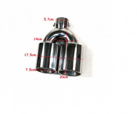 Ornament toba dublu din inox, L: 20 cm, l: 17,5 cm, diam intrare: 5,7 cm - Img 3