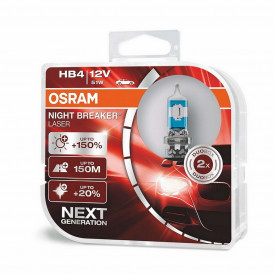 Osram Night Breaker Laser Halogen Set 2 Becuri Auto +150% 9006NL-HCB HB4 12V 51W