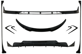 Pachet Exterior Complet de Extensii compatibil cu Tesla Model 3 2017-> Prelungire Bara Fata cu Difuzor de aer si Eleron Negru Lucios