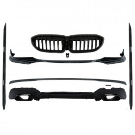 Pachet Exterior Extensii compatibil cu BMW Seria 3 G20 Sedan G21 Touring 2018-2019 M340i Design Negru Lucios - Img 1