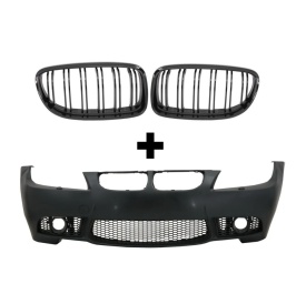 Pachet tuning Bara Fata compatibil BMW Seria 3 E90 E91 2008-2011 LCI Facelift M3 Design fara Proiectoare cu Grile Centrale compatibil cu BMW Seria 3 E90 E91 LCI 2008-2012 M-Design Negru Lucios