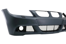 Pachet tuning Bara Fata compatibil BMW Seria 3 E90 E91 FL 2008-2011 M-Technik Design, fara proiectoare cu Grile Centrale compatibil cu BMW Seria 3 E90 E91 LCI 2008-2012 M-Design Negru Lucios - Img 2