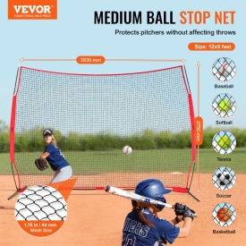 Plasa de protectie VEVOR Barricade Backstop, plasa de bariera pentru sporturi cu minge de 3,6 x 2,7 m, echipament portabil de antrenament cu geanta de transport, protectie pentru antrenament de baseball, softball, lacrosse, fotbal, hochei, pentru curte - Img 4