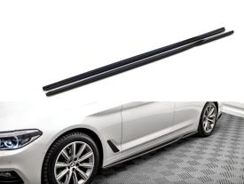 Prelungire praguri laterale compatibile cu BMW seria 5 G30 2017->, cu aripioare, culoare negru lucios - Img 2