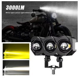 Proiector cu LED, 30W, Faza scurta, faza lunga, Alb + Galben, 9V - 60V, pentru Moto, ATV, Off-Road - Img 7