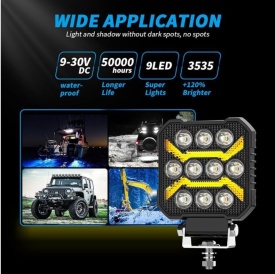 Proiector LED, 12-24V universal, lumina alba, pozitie galbena, 1500LM, pentru camioane tractor rollbar offroad ATV jeep utilaje agricole - Img 6
