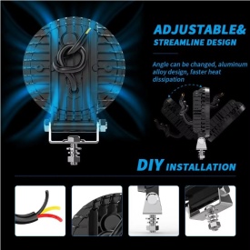 Proiector LED rotund, 12-24V universal, lumina alba, pozitie galbena, 1500LM, pentru camioane tractor rollbar offroad ATV jeep utilaje agricole - Img 6
