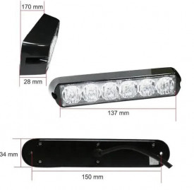 Proiector stroboscopic 6 LED-uri, in grila, subtire, galben