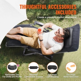 Scaun pliabil Zero Gravity 26 inch pentru camping, plaja, pescuit sau gradina, pentru interior sau exterior, culoare negru, sarcina 200 Kg - Img 6