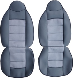 Set 2 huse scaune auto pentru fata, material textil, negru cu gri - Img 1