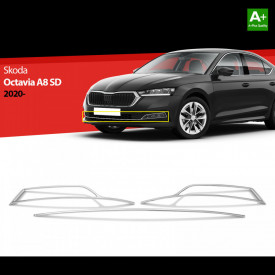 Set 3 Ornamente din inox bara si proiectoare fata Skoda Octavia IV 2020-> - Img 2