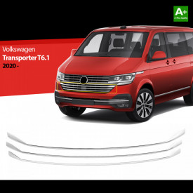 Set 3 ornamente inox grila fata VW Transporter T6 2020-> - Img 2