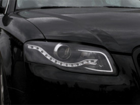 Set Faruri LED DRL compatibil cu Audi A4 B7 2004-2008 DAYLIGHT Negru - Img 4
