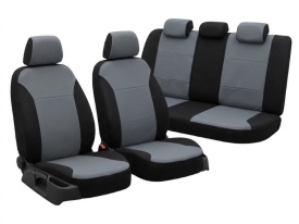 Set huse auto pentru scaune compatibile Skoda Octavia II 2004-2012, material textil, negru cu gri, Lichidare de stoc!