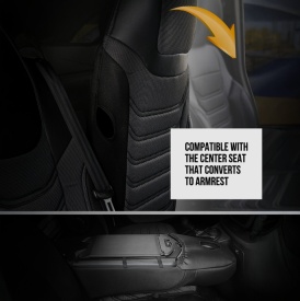 Set huse auto pentru scaune de lux Panda compatibile Citroen Jumpy 2016-2022, 3 locuri, piele ecologica si textil, culoare negru cu gri - Img 2