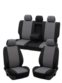 Set huse auto pentru scaune, VW GOLF IV 1998-2005, material textil negru cu gri deschis, Lichidare stoc!