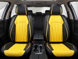 Set huse scaune auto compatibil Fiat Tipo 2017->, fata-spate, piele ecologica negru cu galben