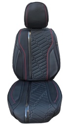 Set huse scaune auto compatibil Opel Corsa E 2014-2019, fata-spate, piele ecologica negru cu cusatura rosie - Img 3