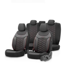 Set huse scaune auto compatibil Toyota Corolla XI 2013-2018, fata-spate, Otom Luxury, Carbon Design material textil cu piele ecologica