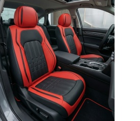 Set huse scaune auto compatibil VW Amarok 2010-2022, scaune standard, fata-spate, piele ecologica negru cu rosu