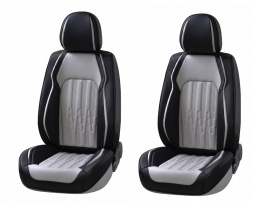 Set huse scaune auto compatibil VW Golf 4 1998-2005, fata-spate, piele ecologica negru cu gri - Img 4