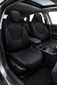 Set huse scaune auto compatibil VW Golf V 2003-2009, fata-spate, piele ecologica cu tetiera integrata, negru