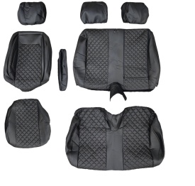 Set huse scaune auto, dedicate Mercedes Sprinter 2006-2017, 2+1 fata, piele ecologica neagra si cusatura neagra in romb