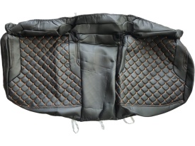 Set huse scaune auto, dedicate VW Golf 7 VII 2013-2020, piele ecologica neagra si cusatura maro in romb - Img 7