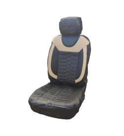 Set huse scaune auto, universale, fata-spate, bancheta fractionata, piele ecologica, negru cu crem - Img 2