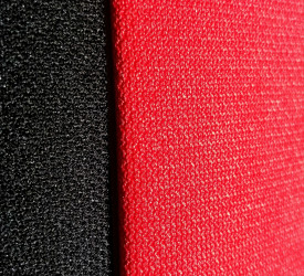 Set huse scaune auto, universale, fata-spate, jacquard, negru cu rosu - Img 2