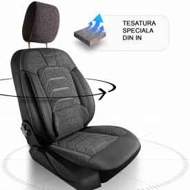 Set huse scaune auto universale, fata-spate, piele ecologica cu textil, negru cu gri si rosu, BODRUM Series - Img 5