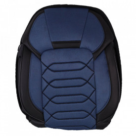 Set huse scaune auto universale, fata-spate, piele ecologica cu textil, negru cu albastru, ANATOLIA Design - Img 1