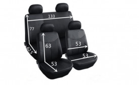 Set huse scaune auto, universale, fata-spate, piele ecologica, negru cu gri - Img 2