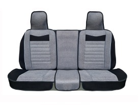 Set huse scaune auto universale, material textil negru cu gri, bancheta fractionata spate, fata-spate - Img 4