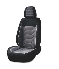 Set huse scaune auto universale, material textil negru cu gri, fata-spate