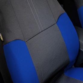 Set huse scaune auto universale, negru cu albastru, textil, fata-spate - Img 5