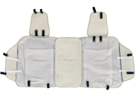 Set huse scaune auto universale, piele ecologica bej cu material textil bej, fata-spate - Img 5