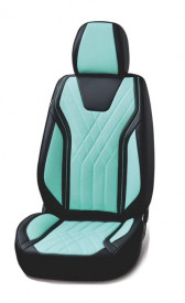 Set huse scaune auto universale, piele ecologica turcoaz cu negru, Luxury, fata-spate - Img 2