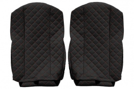 Set huse scaune camion compatibil cu FORD F-MAX 2018->, Negru cusatura rosie, piele ecologica cu velur - Img 3