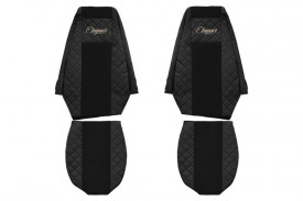 Set huse scaune camion compatibil cu RENAULT MAGNUM MILLENIUM 2002-2007, Negru, piele ecologica cu velur